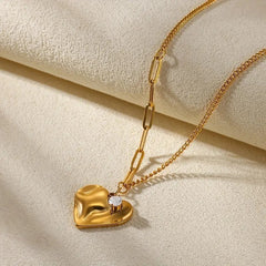 Vintage Golden-Tone Heart Pendant Necklace - Ronak e Mehfil