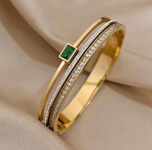 Green Rhinestone Bangle - Ronak e Mehfil
