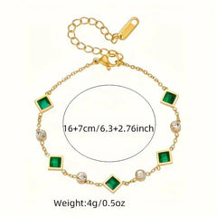 Emerald Solitaire Chain Bracelet - Ronak e Mehfil