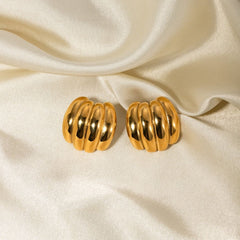 Glamorous Gold Wave Stud Earrings - Ronak e Mehfil