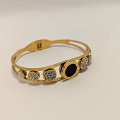 Pave Crystal and Black Enamel Bangle - Ronak e Mehfil