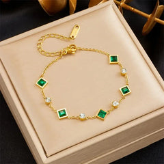 Emerald Solitaire Chain Bracelet - Ronak e Mehfil