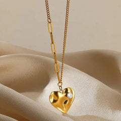 Vintage Golden-Tone Heart Pendant Necklace - Ronak e Mehfil