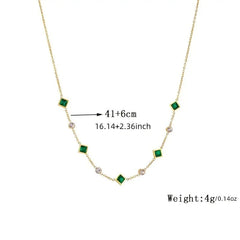 Green Square Glass Pendant Necklace - Ronak e Mehfil