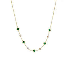 Green Square Glass Pendant Necklace - Ronak e Mehfil