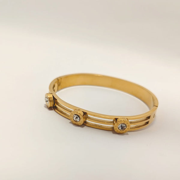 BORASI Moveable Crystal Cuff Bracelet Gold Color Bangle Stainless Steel - Ronak e Mehfil