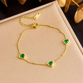 Heart Shaped Green Crystal Bracelet - Ronak e Mehfil