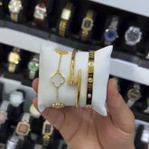 Cartier Nail And Love Bangle With White Clover Bracelet - Ronak e Mehfil