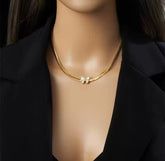 18k White Gold Plated Flutter Necklace - Ronak e Mehfil