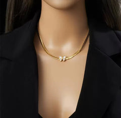 18k White Gold Plated Flutter Necklace - Ronak e Mehfil