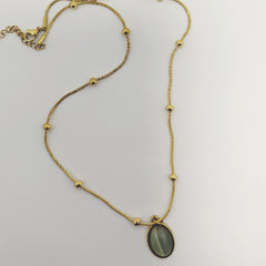 Gold Beaded Cat's Eye 316L Stainless Steel Necklace - Ronak e Mehfil