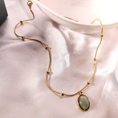 Gold Beaded Cat's Eye 316L Stainless Steel Necklace - Ronak e Mehfil