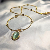 Gold Beaded Cat's Eye 316L Stainless Steel Necklace - Ronak e Mehfil