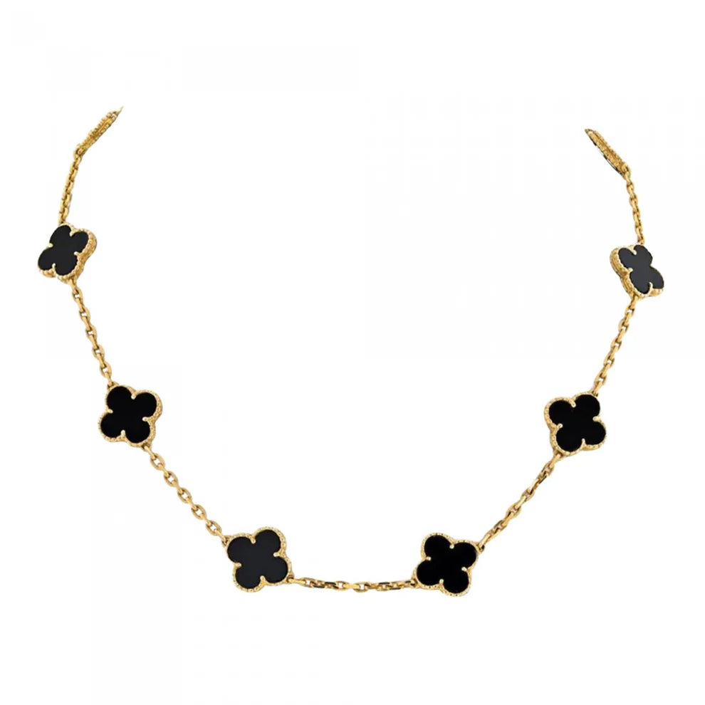 Two Sided B&W 7 Leaf Clover Necklace - Ronak e Mehfil