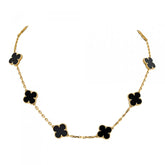 Two Sided B&W 7 Leaf Clover Necklace - Ronak e Mehfil