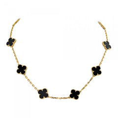 Two Sided B&W 7 Leaf Clover Necklace - Ronak e Mehfil