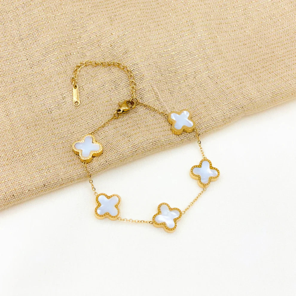Luxe ’Mother Of Pearl’ Clover Bracelet - Ronak e Mehfil