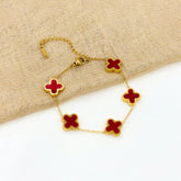 Four Leaf Clover Bracelet - Red - Ronak e Mehfil