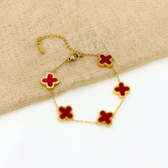 Four Leaf Clover Bracelet - Red - Ronak e Mehfil