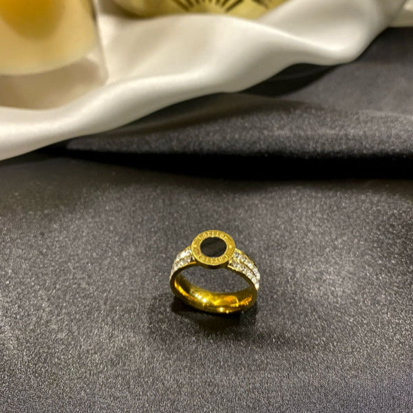 Two-Row Black Stone Ring - Ronak e Mehfil