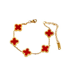 Four Leaf Clover Bracelet - Red - Ronak e Mehfil