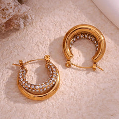 Noor Crescent Crystal Hoops - Ronak e Mehfil
