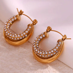 Noor Crescent Crystal Hoops - Ronak e Mehfil