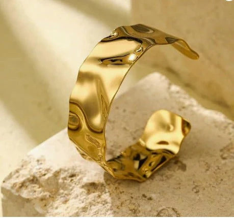 Gold Hammered Cuff Bracelet - Ronak e Mehfil