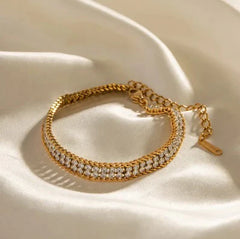 Double Layer White Zircon Bracelet - Ronak e Mehfil