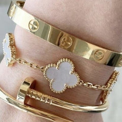 Cartier Nail And Love Bangle With White Clover Bracelet - Ronak e Mehfil
