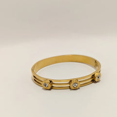 BORASI Moveable Crystal Cuff Bracelet Gold Color Bangle Stainless Steel - Ronak e Mehfil