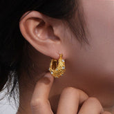 Woven Gold Hoop Earrings with Rhinestones - Ronak e Mehfil