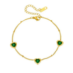Heart Shaped Green Crystal Bracelet - Ronak e Mehfil