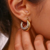 Noor Crescent Crystal Hoops - Ronak e Mehfil