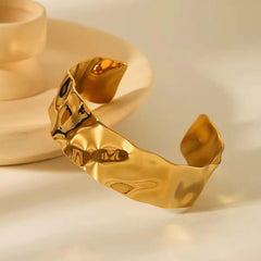 Gold Hammered Cuff Bracelet - Ronak e Mehfil