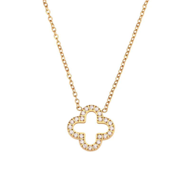 Hollow Clover Studded Necklace - Ronak e Mehfil