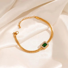 Emerald Snake Chain Bracelet - Ronak e Mehfil