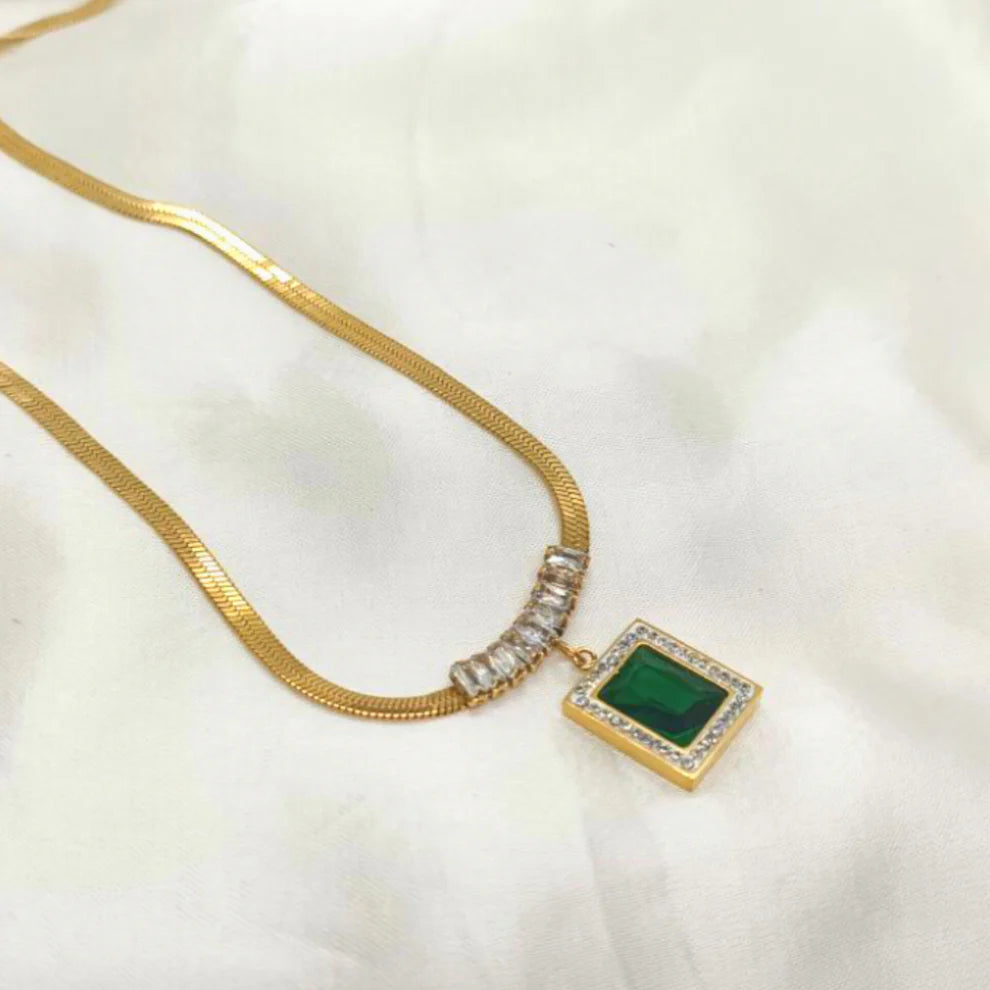 Vien Square Zircon Pendant Necklace - Ronak e Mehfil