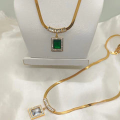 Vien Square Zircon Pendant Necklace - Ronak e Mehfil