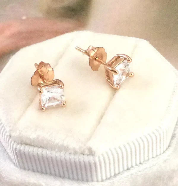 Vintage Cubic Zirconia Sterling Silver Stud Earrings - Ronak e Mehfil