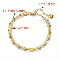 Double Layer Snake Chain Pearl Anklet - Ronak e Mehfil