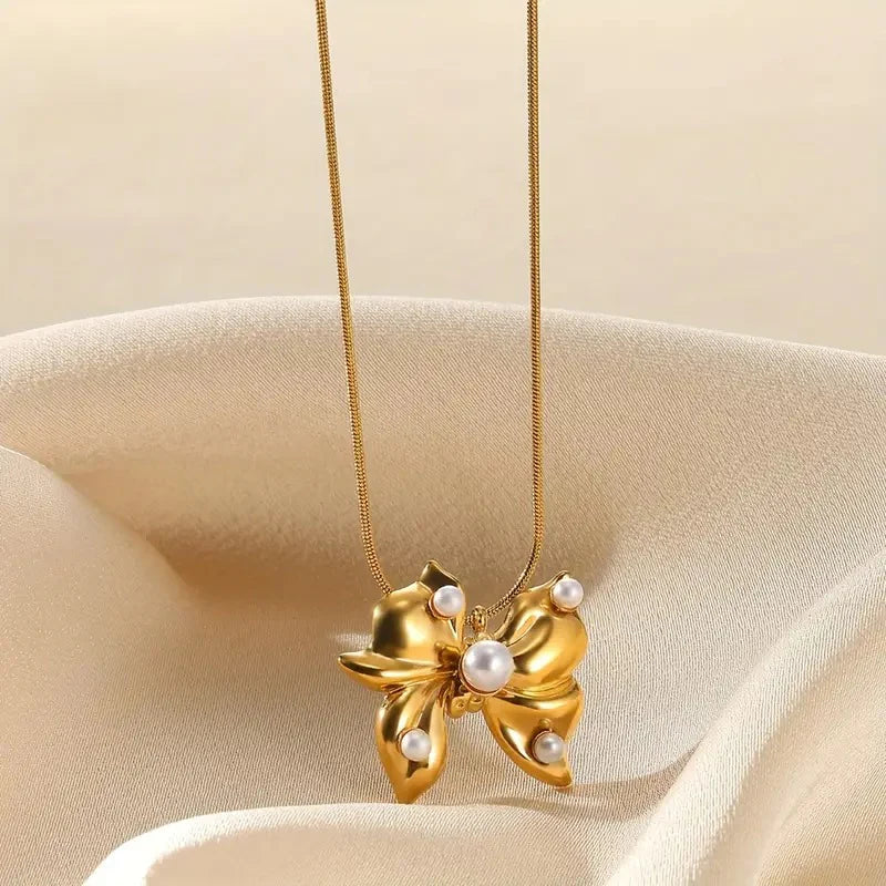 Faux Pearl Butterfly Necklace - Ronak e Mehfil