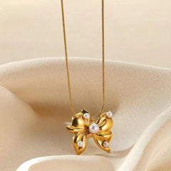Faux Pearl Butterfly Necklace - Ronak e Mehfil