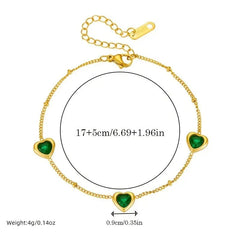 Heart Shaped Green Crystal Bracelet - Ronak e Mehfil
