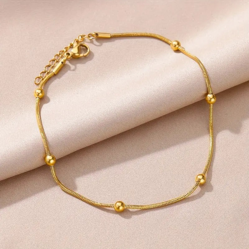 Stainless Steel Bead Decor Anklet - Ronak e Mehfil