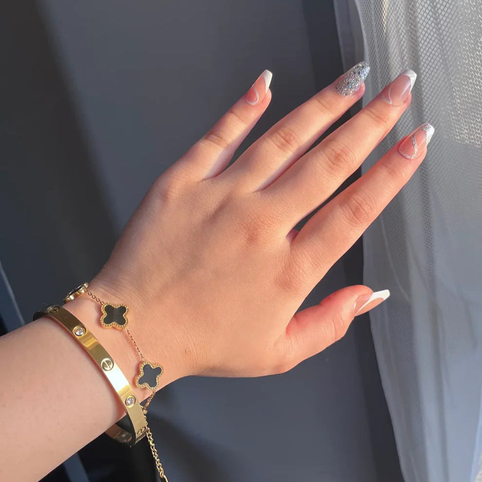 Cartier Love Bangle And Black Clover Bracelet Stack - Ronak e Mehfil