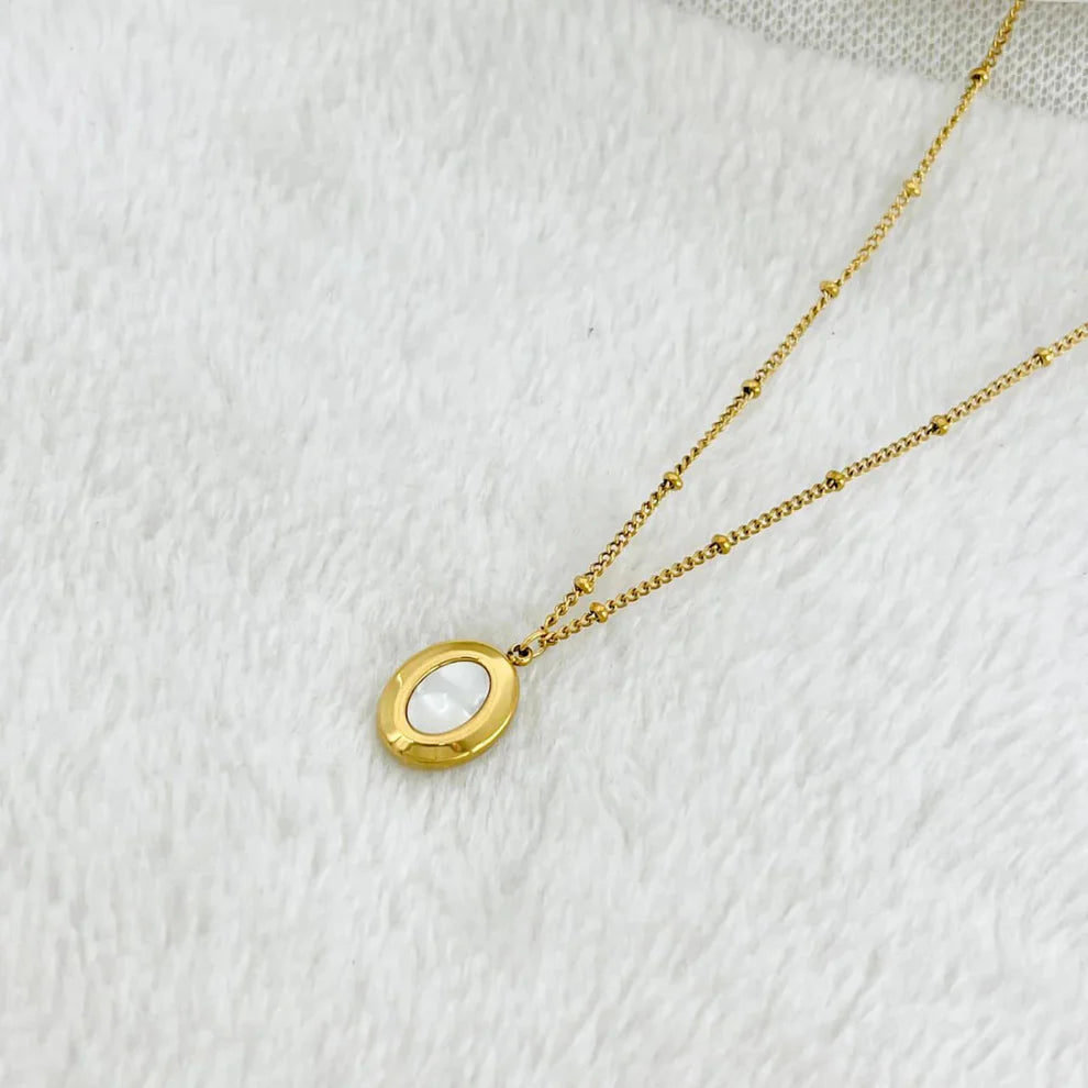 White Oval Necklace - Ronak e Mehfil
