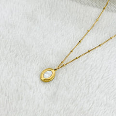 White Oval Necklace - Ronak e Mehfil