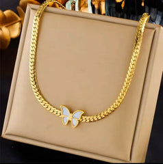 18k White Gold Plated Flutter Necklace - Ronak e Mehfil