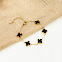 Four Leaf Clover Bracelet - Black - Ronak e Mehfil